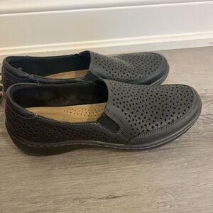 Clarks Black Perforated Loafers Flats Ultimate Comfort